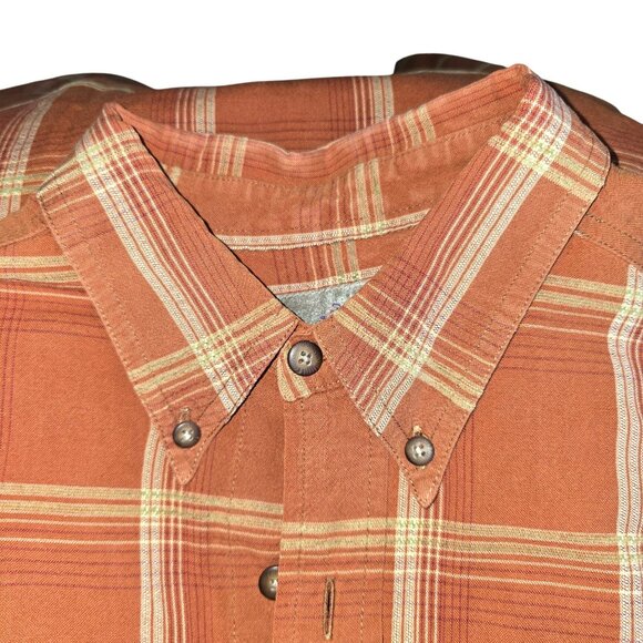 The Territory Ahead Orange Plaid Button-Down Shirt Womans Large Cotton CM2098 - Picture 2 of 12